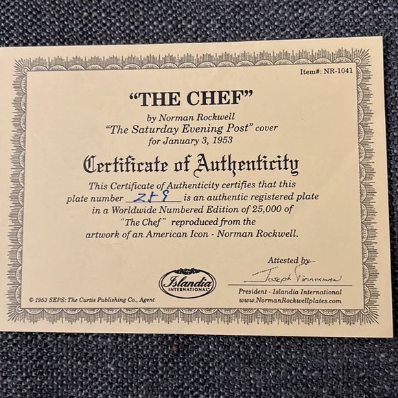 Norman Rockwell collectible plate”The Chef” - Picture 4 of 4